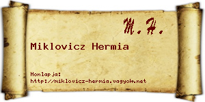 Miklovicz Hermia névjegykártya